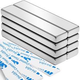 Pack of 8 Magnets Strong, 60 x 10 x 5 mm Thick Bar Magnets, Magnets for Magnetic Board, Fridge Magnet, Magnets with Double-Sided Tape, Neodymium Magnets, Extra Strong for Multifunction