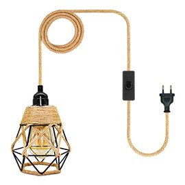 E27 Retro Pendant Light with Switch, Industrial Pendant Lamp with Plug, Modern Lamp Holder, E27 Pendant Light Kit with 510 cm Cable, Vintage Pendant Lamp with Plug and Metal Lampshade for Kitchen