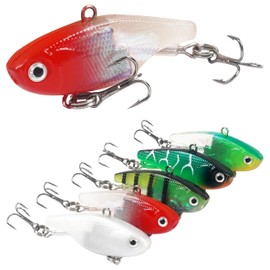 5PCS Fishing Pre-Rigged Swimbaits Kit, VIB Lure Saltwater Freshwater Lipless Crankbait with Treble Hooks for Bass Trout Catfish Pike Walleye (1.77IN)