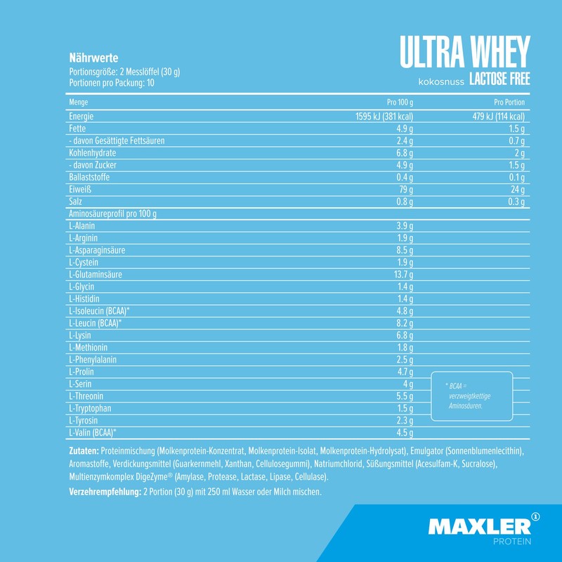 Maxler Ultra Whey Protein Lactose Free - 24 g Protein
