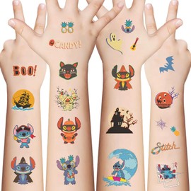 10 Sheets StitchTemporary Tattoos for Kids, Birthday Party Favors, Cartoon Decoration Sticker Gifts for Girl Boys Home Activity Class Prizes Carnival Christmas Rewards