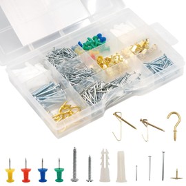 521 Pcs Picture Hanging Kit Including Drywall Anchors and Screws, Wire Hanging Nails and Screws Assortment Kit for Wall Art Hanging Kit, Picture Hangers, Cup Hooks, Push Pins