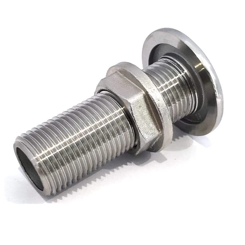 EEYAD 316 Stainless Steel Full Thread Boat Thru-Hull Fitting Drain