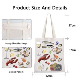 POFULL Seafood Shellfish Gift Seafood Set Meal Gift Seafood Lover Tote Bag Sardines Gift (Fish Lobster)