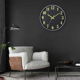 HZDHCLH Luminous Wall Clock Glow in The Dark,Modern Wall Clocks with 3D Numbers,Decorative Wall Clock Battery Operated for Bedroom Kitchen Living Room Office (Black)