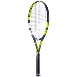 Babolat Boost Aero Yellow Tennis Racquet (4" Grip) Strung with White Syn Gut at Mid-Range Tension