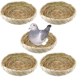 YOLUFER 5 Pcs Pigeon Nest, Bird Nest Bowls, Wooden Nest for Pigeons Breeding Hatching (Natural Nest)