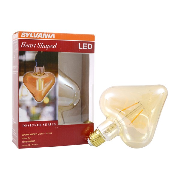 SYLVANIA LED Vintage Heart Shaped Light Bulb, 2175K Amber Glow, 1 pack