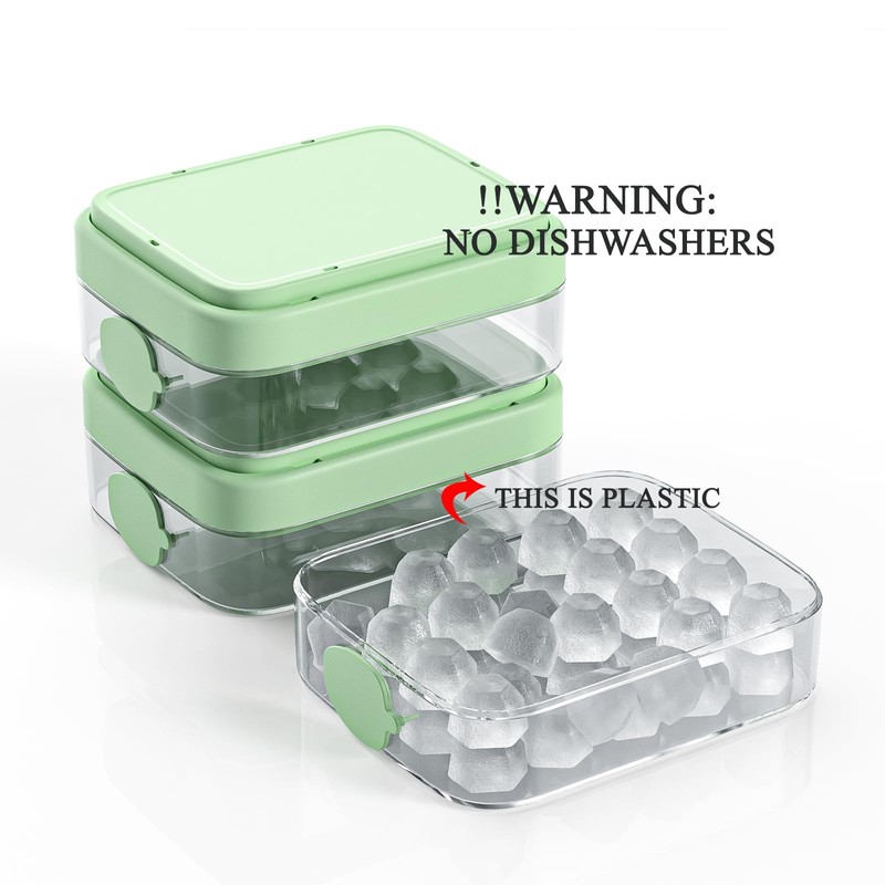 Ice Cube Tray with lid and Ice Cube Bin, Press