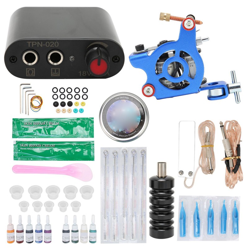 Complete Tattoo Kit Professional Tattoo Machine Kit Power Supply 9