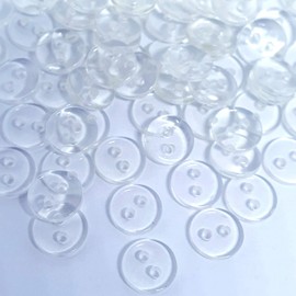 MajorCrafts® 120pcs 9mm Transparent Clear 2 Holes Small Round Resin Sewing Buttons Needlework Arts and Crafts Embellishments B28