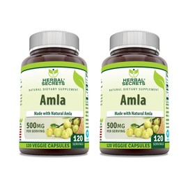 Herbal Secrets Amla 500 Mg Veggie Capsules (Made with Natural Amla) Supplement | Non-GMO | Gluten Free | Made in USA (120 Count | 2 Pack)