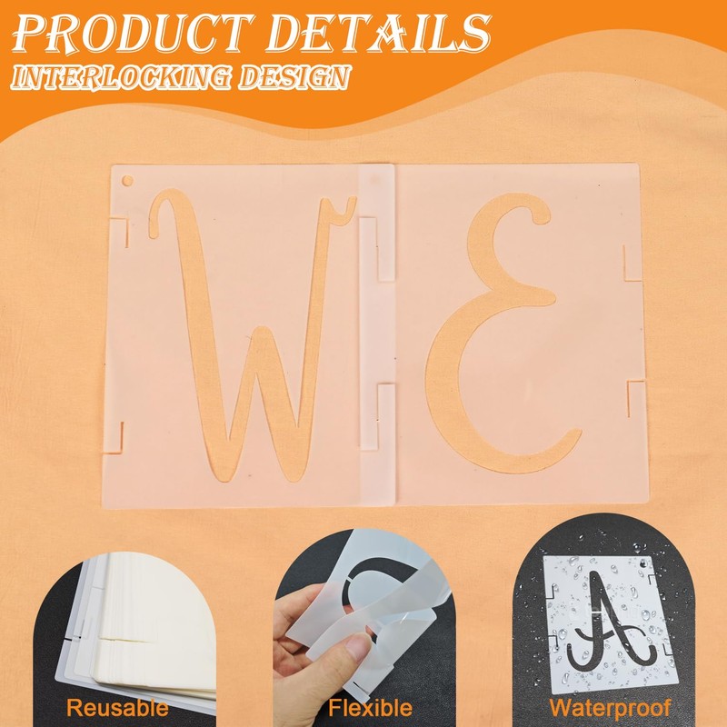 4 Inch Letter Stencils, 42 Pieces, Reusable Letter and Number