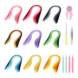900 Pieces of Paper Quilling, 1 Set of Paper Quilling Tools, 9-Color Gradient Paper Quilling, Paper Quilling Set, 3mm Paper Strips, DIY Art Craft Paper