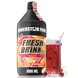 POWERSTAR FOOD Powerstar FRESH DRINK ZERO | Zuckerfrei | Fitness Getr?nke-Sirup mit L-Carnitin, Magnesium & Vitaminen | 1L Vital-Konzentrat mit Wasser zu 50L hypotonischem Sport-Drink mischen | Cherry-Banana
