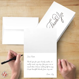 Business Thank You Cards, Nice Elegant Silver Embossed, Half Fold White Blank Greetings, Gift & Presents | Holiday, Baby & Bridal Shower, Wedding, Graduation, | Set of 25 Cards & Envelopes