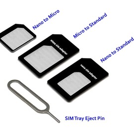 MJ Vision 4 in 1 SIM Tool kit | Convert Nano SIM to Micro SIM | SIM Card Adapter Kit with SIM Ejector Pin | Extractor for Smartphone | Converter with Steel Tray Eject Pin for Smartphone