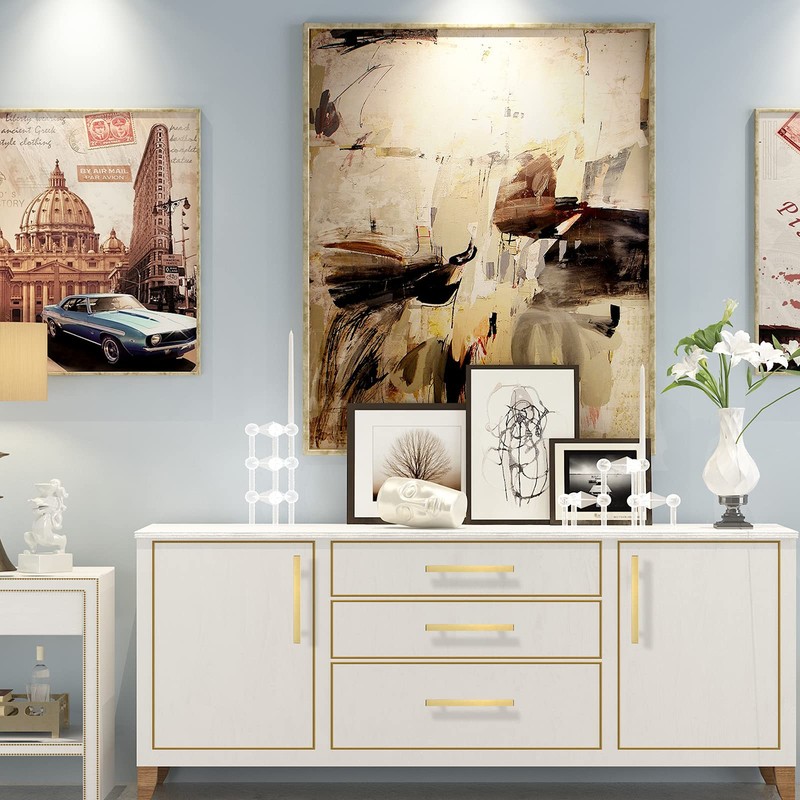 goldenwarm 3-3/4Inch Hole Centers Kitchen Cabinet Pulls Gold Kitchen Hardware