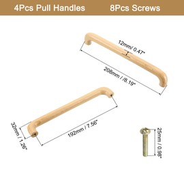 sourcing map 4Pcs Wood Drawer Pulls Handles, 192mm/7.56" Hole Spacing Wood Cabinets Drawer Knobs Pull Handles with Screw Set for Kitchen Cabinets Dresser Furniture