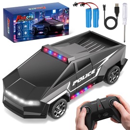 Innofans 1:22 Scale Remote Control Car, All Terrain RC Police Car Toys with 2.4 GHz Remote Control, Toy Trucks for Boys Aged 3 4 5 6 7, RC Cars Race with Lights, Birthday Gifts for Kids 8-12 (Black)