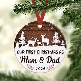 Family Christmas Ornaments,First Time Parents Gifts for Christmas,New Mom and Dad Gifts First Time 2024 Ornament, Babys First Christmas Ornament 2024, First Christmas as Mommy and Daddy Ornament