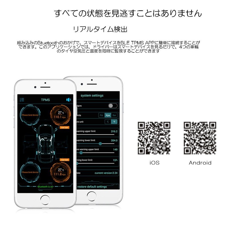 zmart Android iOS Compatible TPMS Bluetooth 4.0 Tire Pressure Monitoring