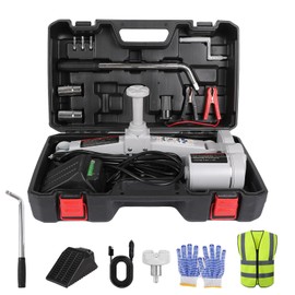 EFFIROSO Electric Car Floor Jack Set 3 Ton All-in-one Automatic 12v Scissor Lift Jack Car Repair Tool with Iron Wrench for Sedans,SUV Tire Change & Replacement