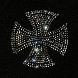 4 piezas de cruz templaria brillante con diamantes de imitación plateados, hierro en 3 pulgadas de altura, fe cristiana, religiosa, parche de traslado
