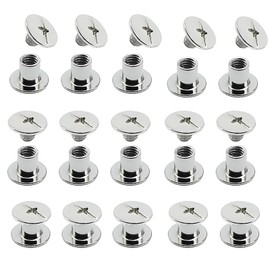JXPXJMY 50 PCS Chicago Screw Set, Carbon Steel Binding Rivets for Books Leather Ledgers Travel Cases (Silver, M5*6)