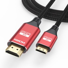 ApoJodly Mini HDMI to HDMI Cable 3FT, 4K HDMI to Mini HDMI 18Gbps High Speed Mini HDMI Cable 4K@60Hz 2K for Camera, Camcorder, Tablet, Laptop, Monitor, HDTV, Graphics (Nylon Braided HDMI 2.0 Cord)