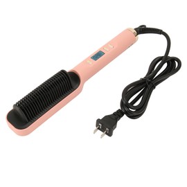 Hair Straightening Brush PTC Even Heating LCD Hair Straightener Brush for Home