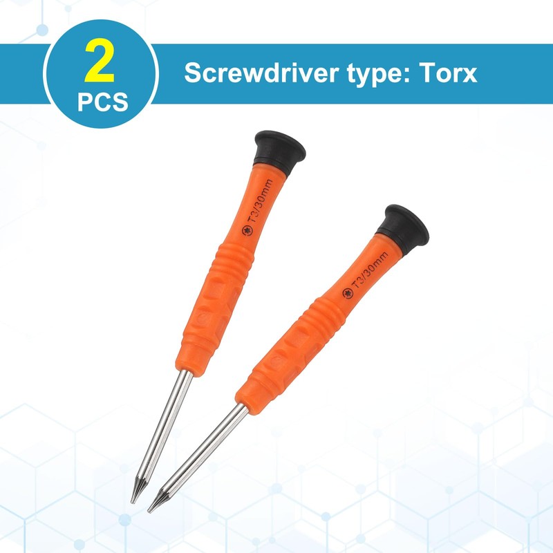 sourcing map 2pcs T3 Torx Mini Screwdriver 3mm Torx Head