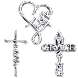 3 Pieces Christian Brooch Pins, Jesus Enamel Pin for Clothes Jackets Hats Bags, Christian Memorial Gift for Church Prayer, Silver