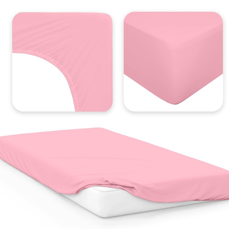Jacobson jersey fitted sheet, cotton bed sheet, pink, 140x200 -
