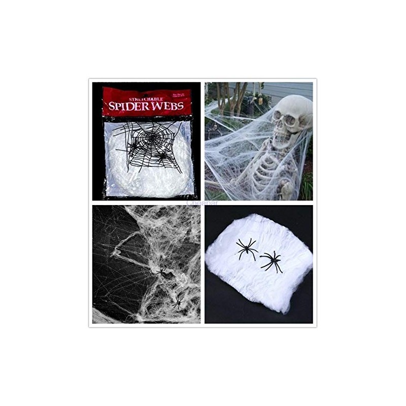 [Pack of 4 White Webs] Halloween Decoration Props Spider Webs