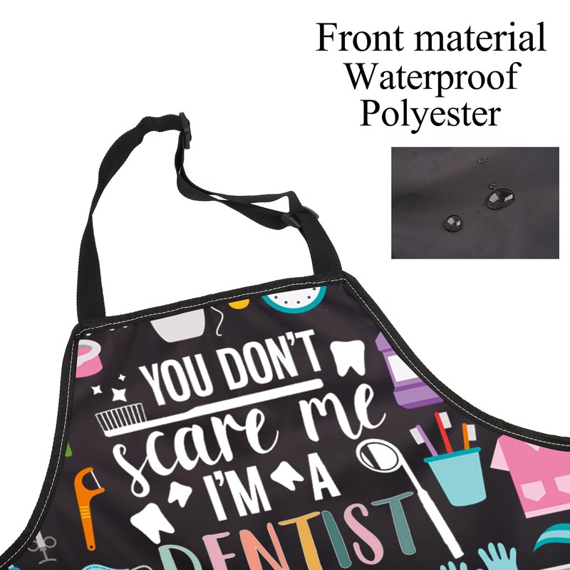 FUSTMW Dentist Apron Dental Gifts You Don't Scare Me I'm