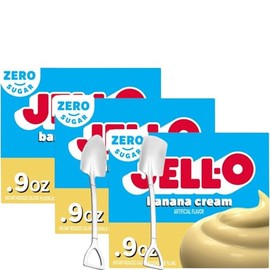 Pie Filling Mix & Instant Pudding 0.9 oz Box Sugar Free (Pack of 3) with Candy Freezer Mini Metal Spoons (Zero Sugar Cream Banana) Shovel Spoons
