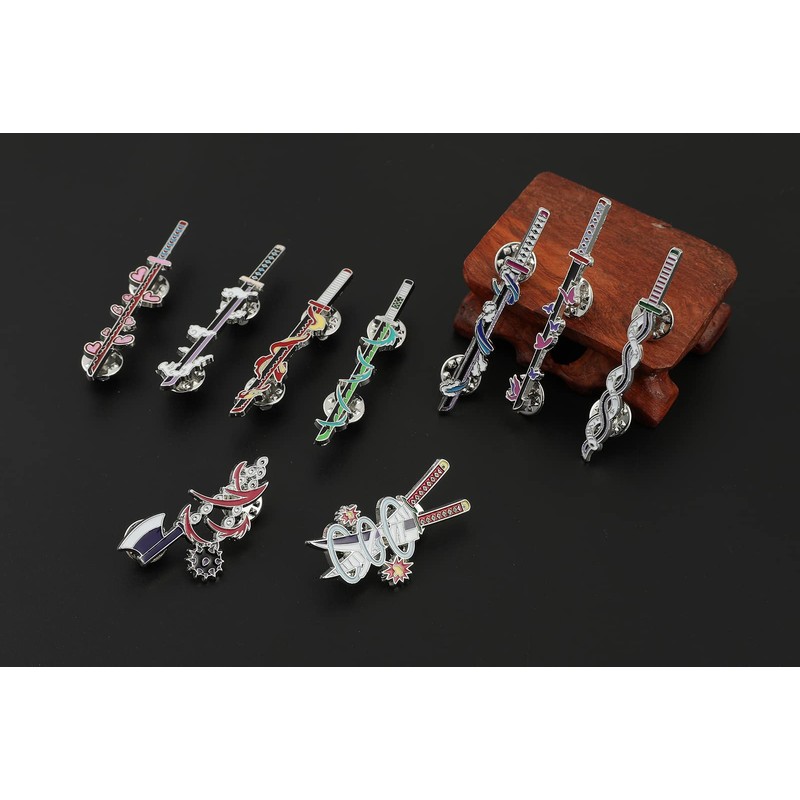 YURAOER Anime Slayer Keychain Pin Set - Cartoon Figures 9