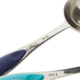 RSVP International Endurance Kitchen Collection Measuring Tools, Dishwasher Safe, Colored Handles, 5 Piece, Stainless Steel