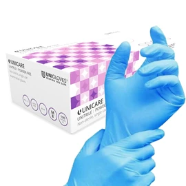 Unigloves Unitrile GS0054 Examination - Multipurpose, Powder Free and Latex Free Disposable Gloves, Box of 100 Gloves, Blue, Large