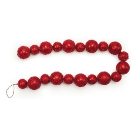 Melrose International 48" Red Glitter Foam Garland, Festive Holiday Decoration, Lightweight Sparkling Bead Design