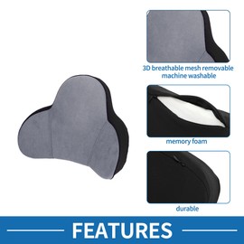 A ABSOPRO Car Seat Lumbar Cushion Memory Foam Support Ergonomic Design 31.5x41x12.5cm Gray 1 Pc