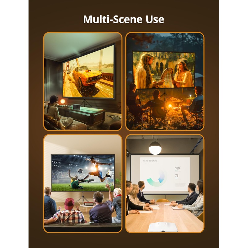 Projector Screen with Stand - 100" Indoor/Outdoor 16:9, 4K HD
