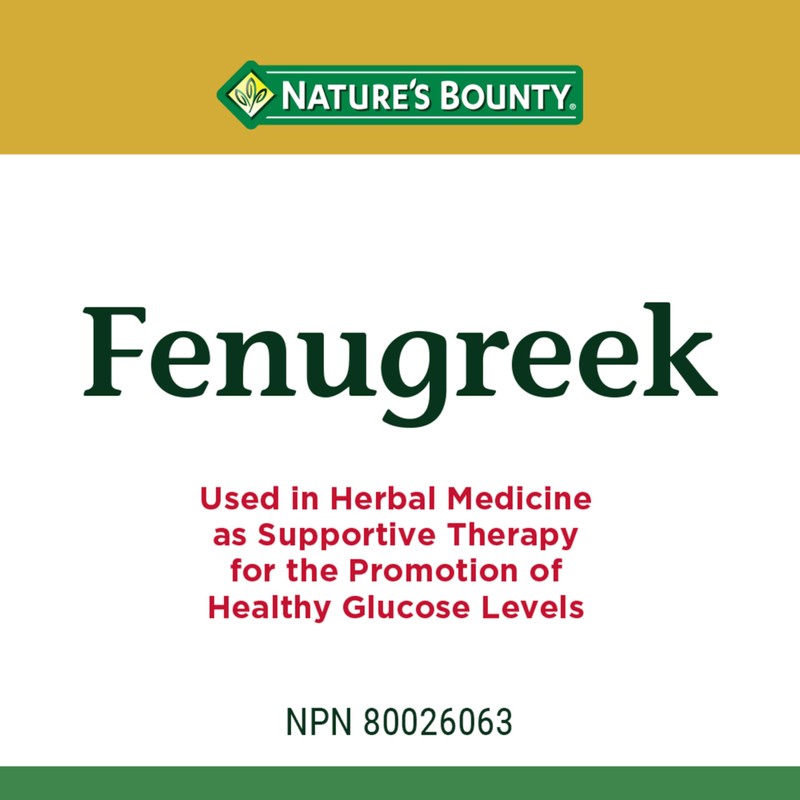 Nature's Bounty Fenugreek, 100 Count with Gelatin, Contains Silica, Vegetable