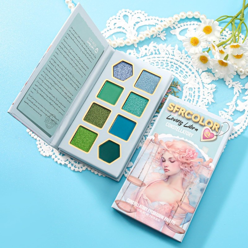 12-Color Zodiac Eyeshadow Palette, Matte Metallic Shimmer Pressed Pigments, Highly