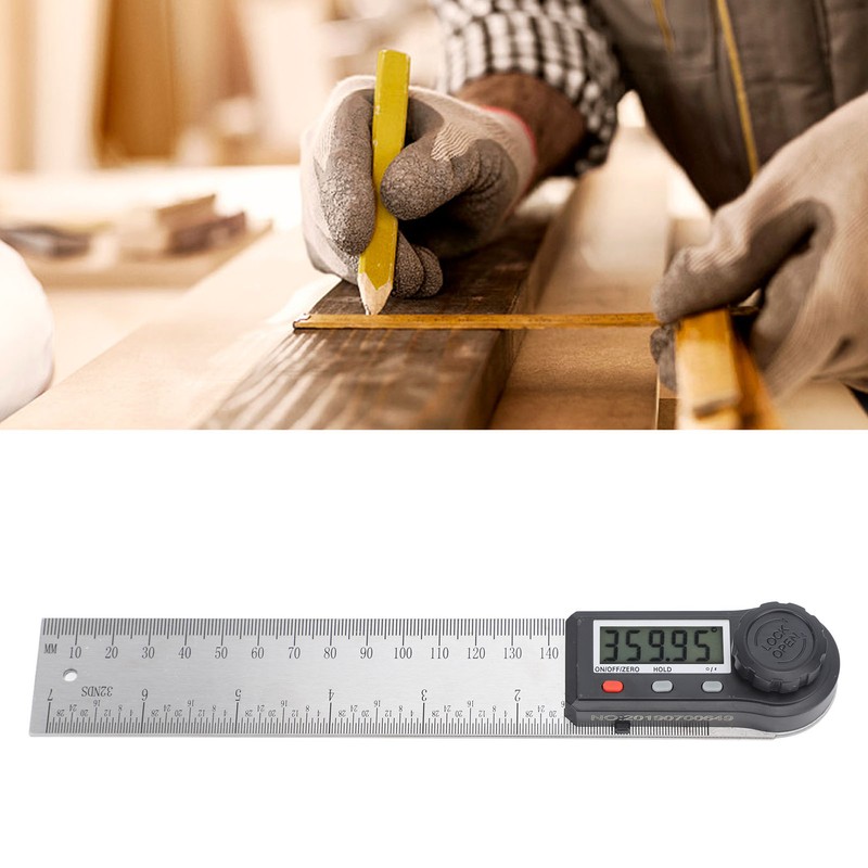 Digital Angle Ruler 200mm 360 Degree Lockable LCD Clear Display