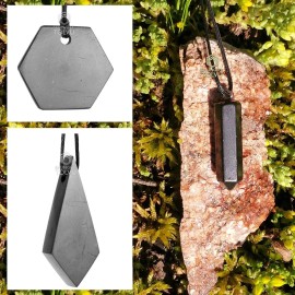 Shungite-Tolvu 3 Pcs Kit Shungite stone necklace - Real Russian Shungite pendant, Tolvu