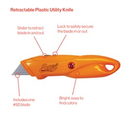 Excel Blades 25-Pack Retractable Box Cutters – Heavy Duty Utility Knife Set with #92 Blades and Safety Lock – Precision Box Cutter for Boxes – Work Knife for Home, Office & Warehouse – Assorted Colors