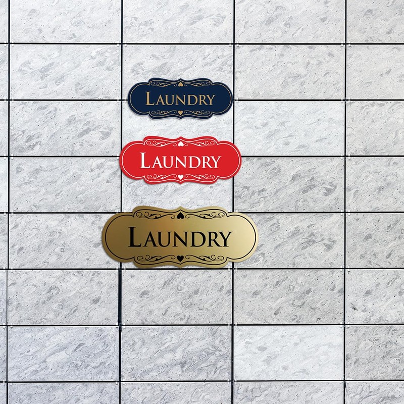Designer Laundry Sign (Black Gold) - Large 3.5 x 9"