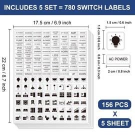 GOMAKERER Pack of 780 Light Switch Stickers, Transparent Switch ID Stickers, Switch Panel Label for Home, Kitchen, Bathroom, Office School, 8 x 20 mm and 15 x 15 mm